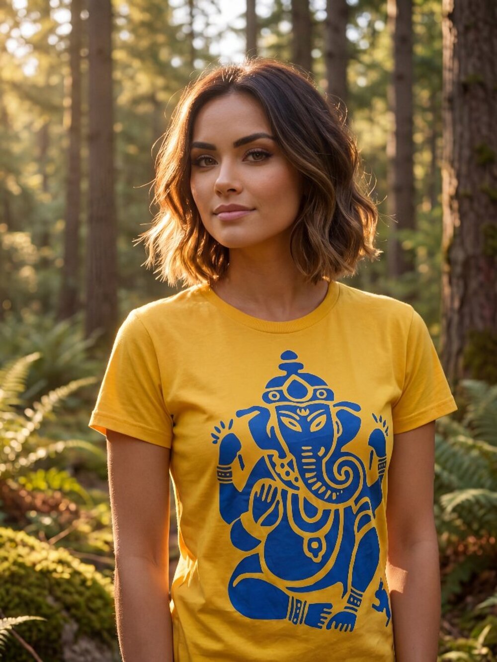 Ganesh Painted Tee: 100% Organic Cotton T Shirt For Women